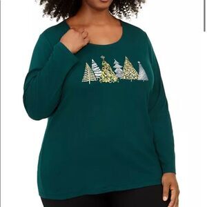 Plus Size Cotton Holiday Graphic Top
